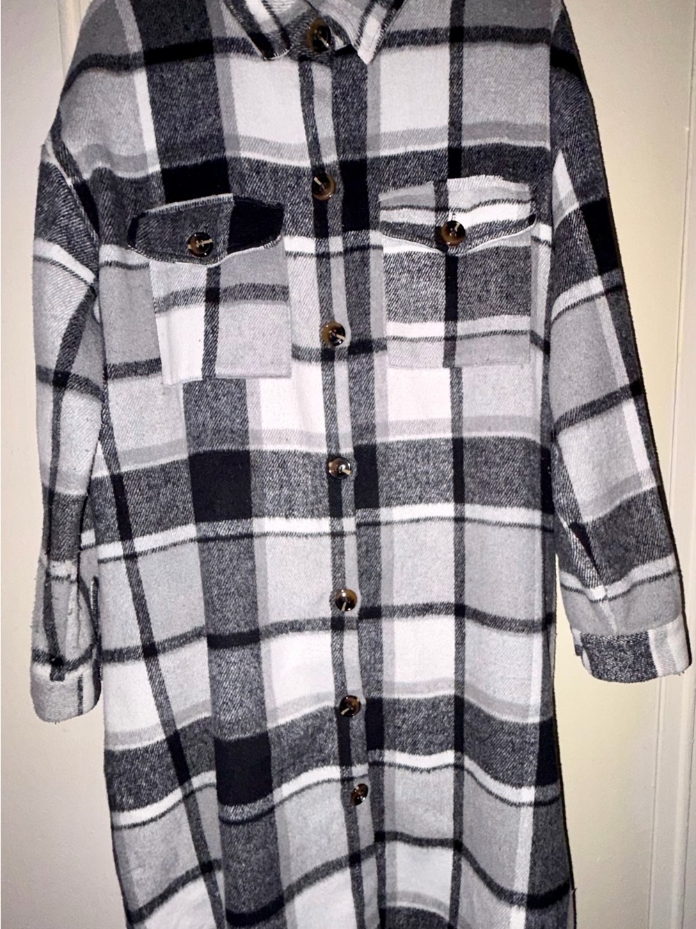 SHEIN Black & White Plaid women’s coat L